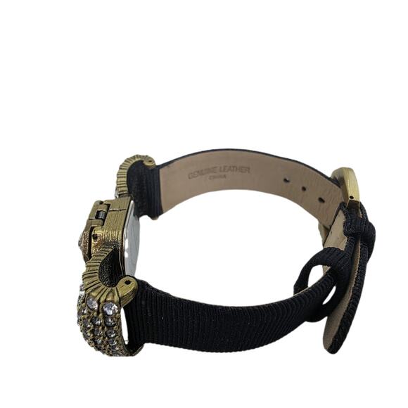 Heidi Daus Crystal Deco Bow Hidden Watch/Bracelet - Leather Band - New Battery - Picture 11 of 12